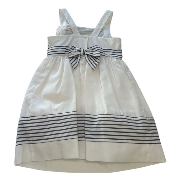 Janie & Jack Striped Blossom White & Blue Dress Girls Size 3 - Picture 4 of 11